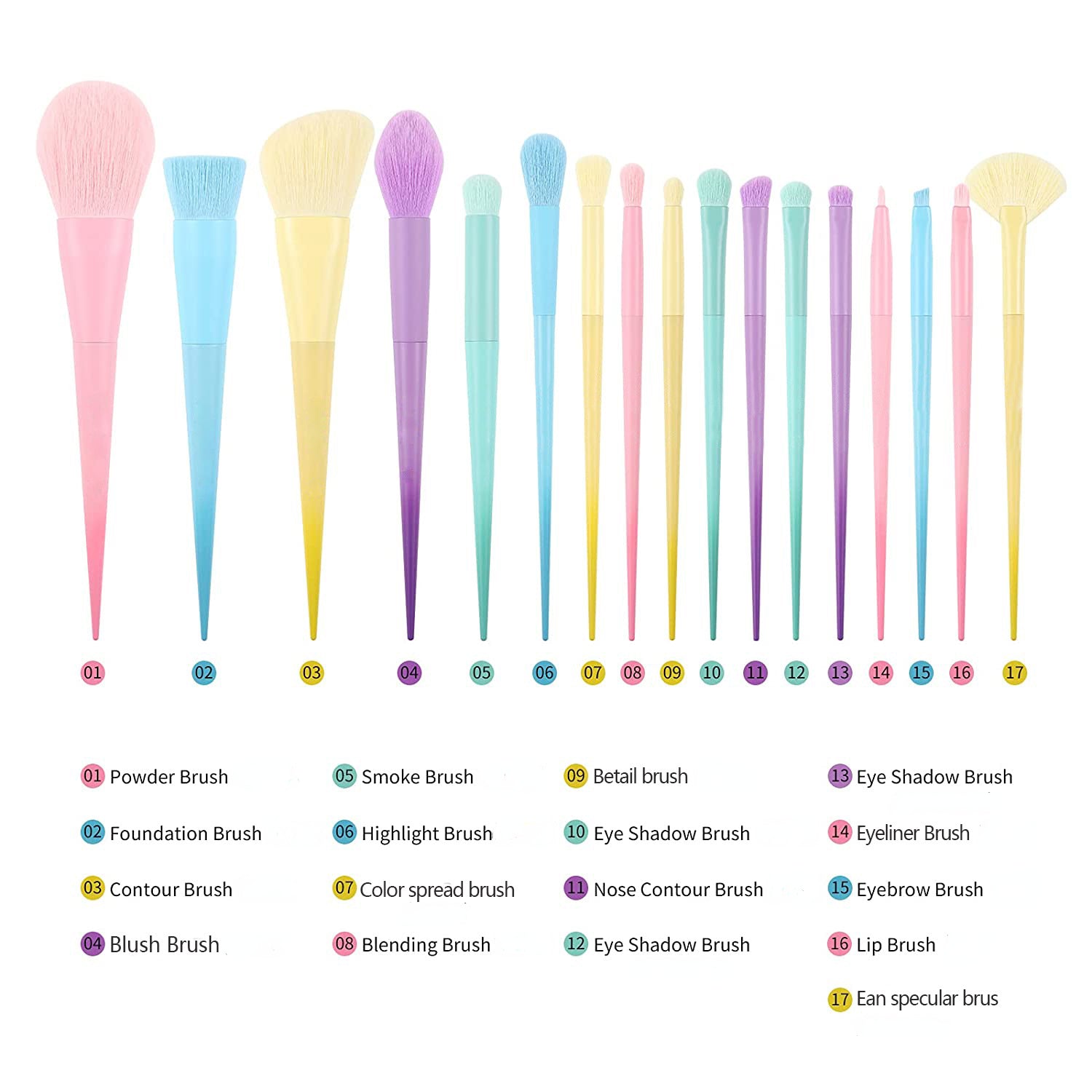 17 Color Multi-Color Makeup Brushes Color Brushes     Makeup Brush Set Makeup Tools Full Set