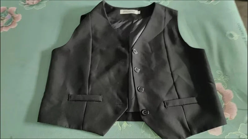 White Black Suit Vest Jacket For Women 2025 New Summer V-neck Short Style Sleeveless Jacket Fashion Lined Blazers Vest Waistcoat