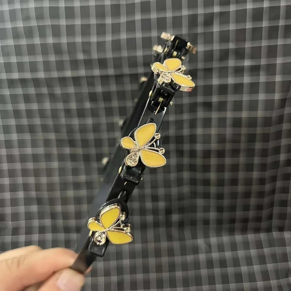 Hair Accessories Elegant Hair Bands with Clips Shiny Sweet Women Butterfly Hair Hoop Hair Weaving Tool Headwear Hairband Gifts