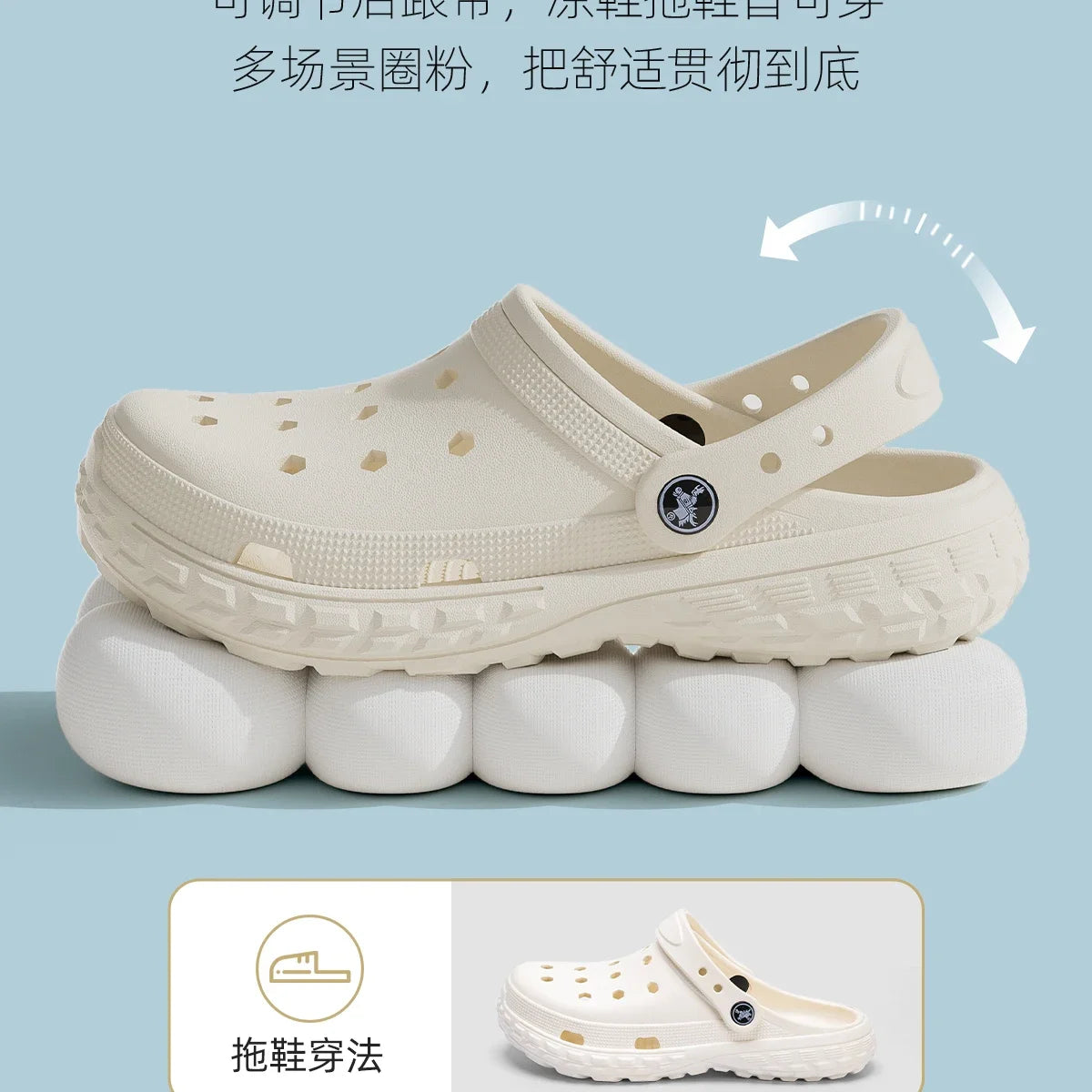 Women and Men's Hole Shoes Summer Non-Slip Outdoor Sandals Closed Toe Shit Feeling Beach Slippers Thick Bottom Soft Bottom