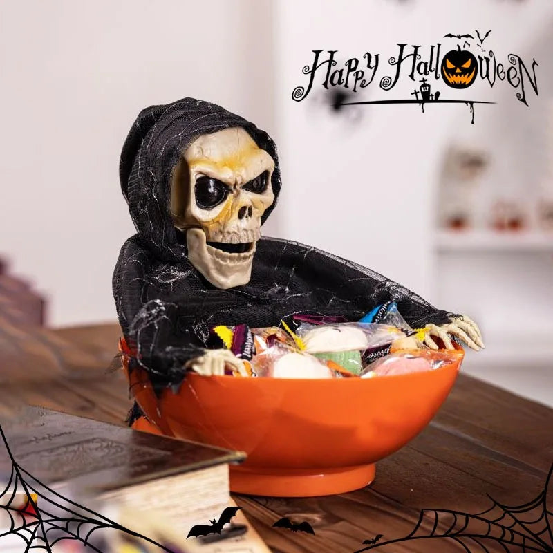 Halloween Electric Ghost Prop Animated Motion Sensor Light Up Sound Head Stretch Swing Party Decoration Haunted House Decor