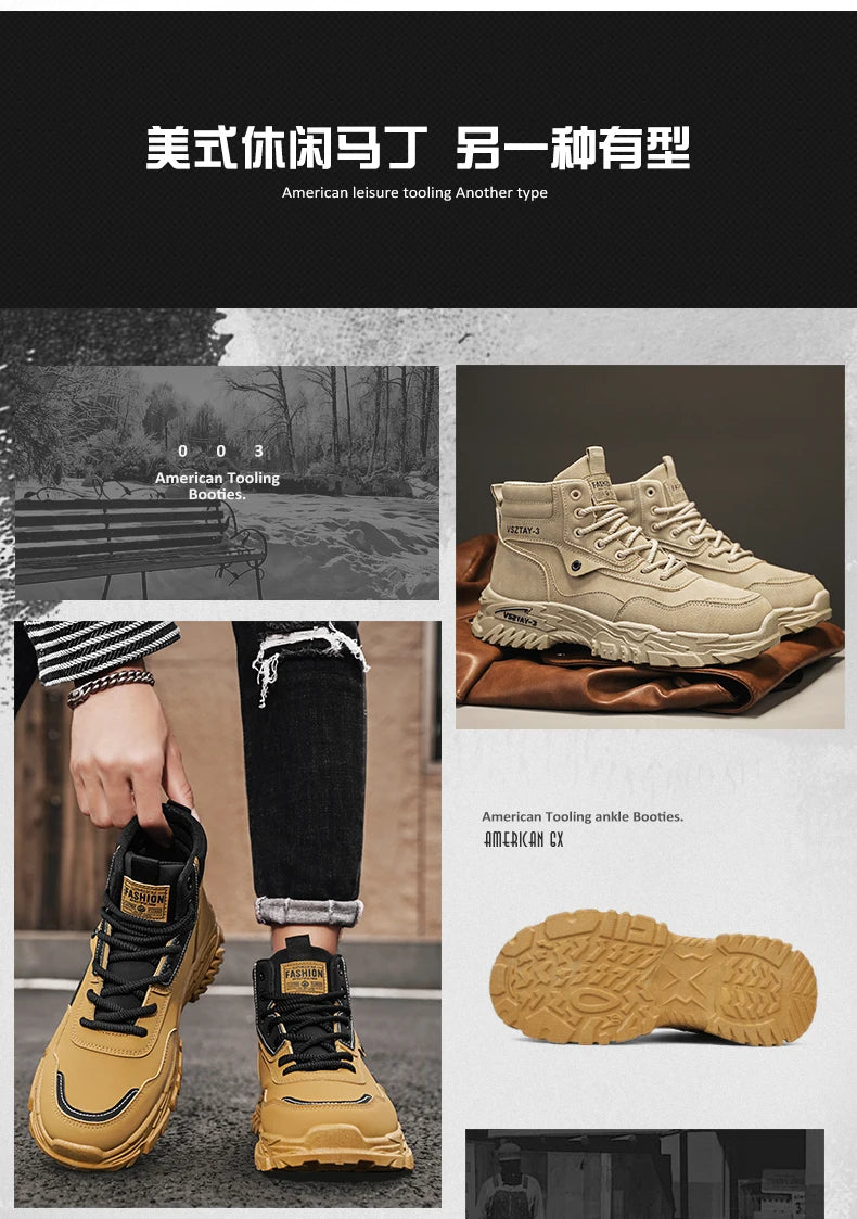 2025 New Autumn Winter Shoes for Men Outdoor Non-slip Wear-resistant Short Boots Fashion Comfort Casual Men's Shoes Botas Hombre