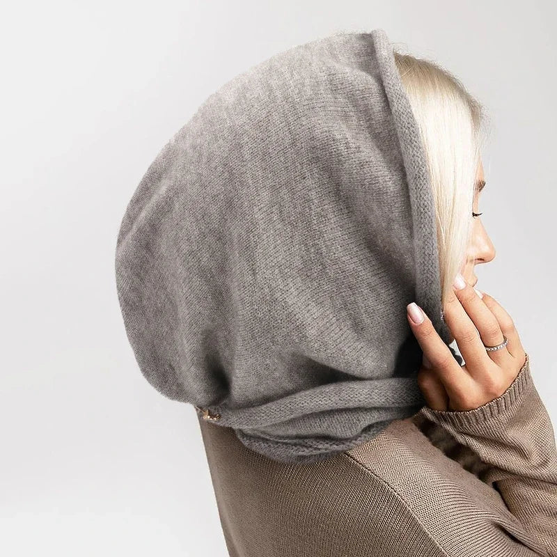 New Winter Balaclava Hat Scarf Combo Women's Fashion Knitted Cap Wrap-around Cashmere Skullies & Beanies