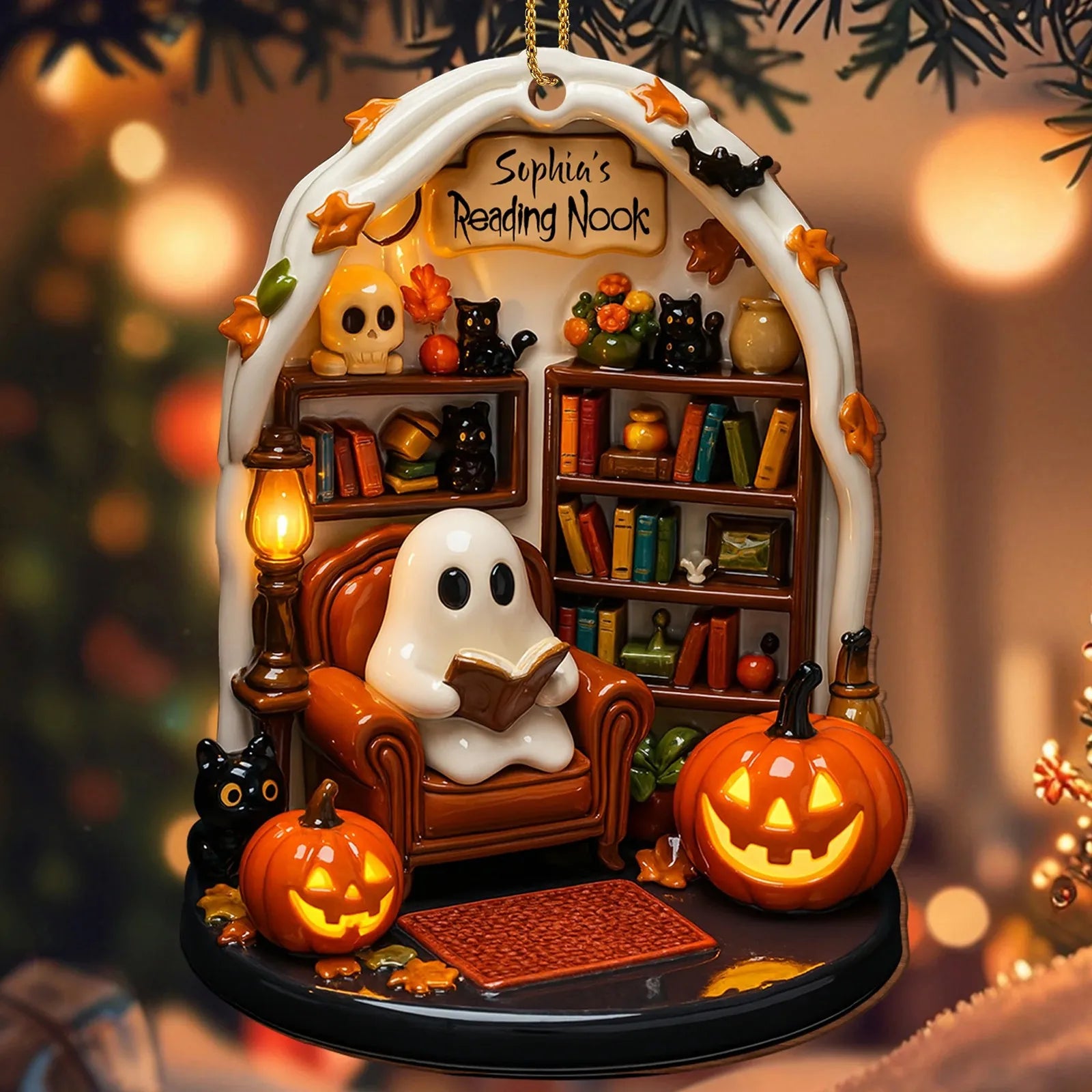 Halloween Ghost Reading 2D Flat Ornaments Festival Atmosphere Theme Party Decorative Supplies Creative Home Decorative Gift