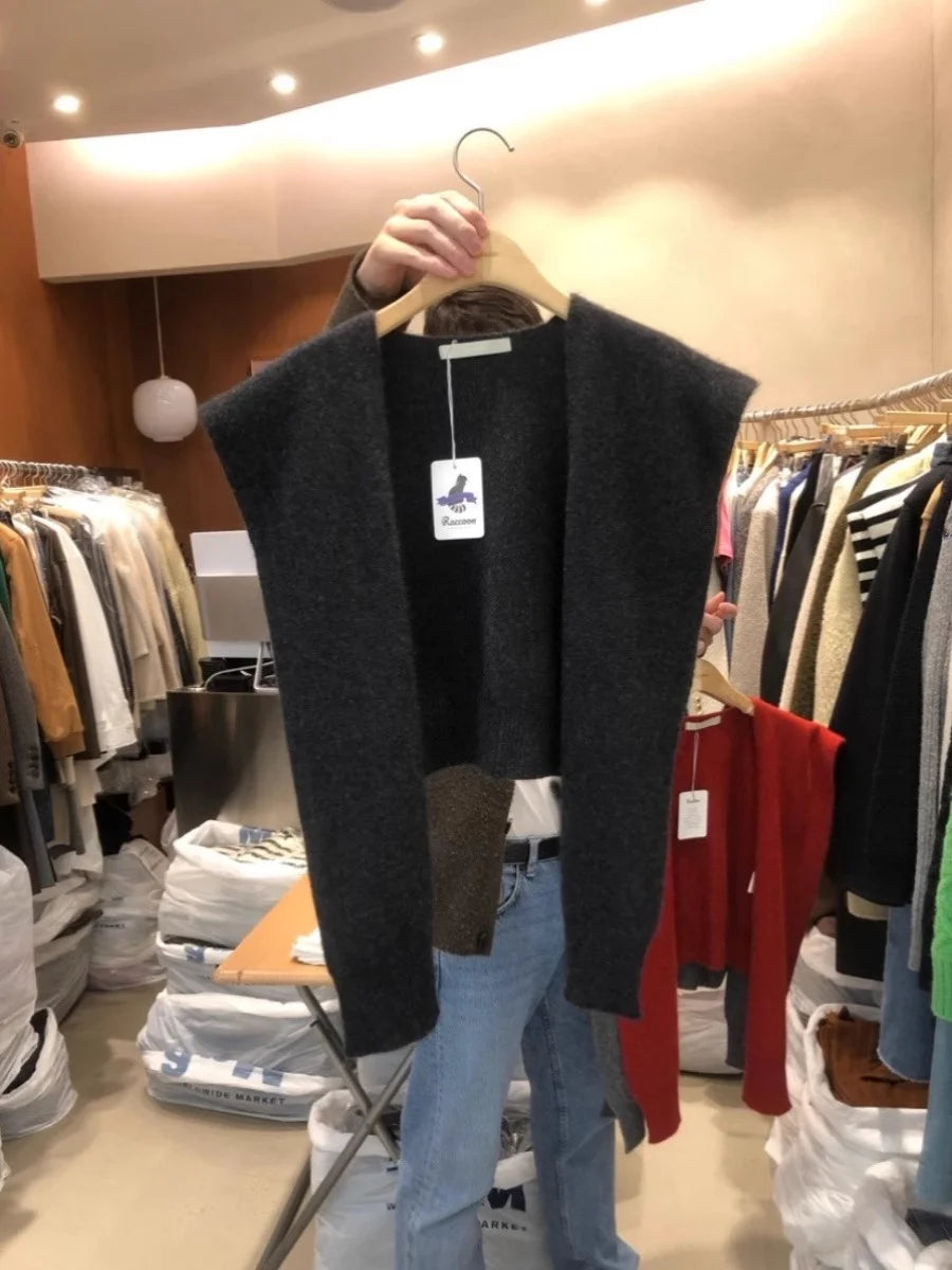 Autumnal Knitted Red awl Versatile Long Sve Top Warm Faionable Outerwear for Women Winter Season  Color Youth Fas...