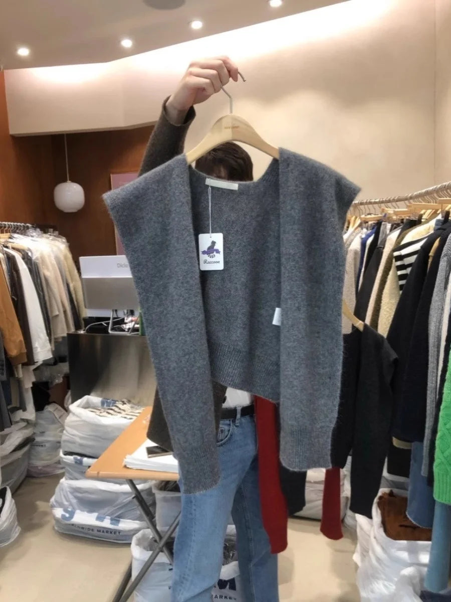 Autumnal Knitted Red awl Versatile Long Sve Top Warm Faionable Outerwear for Women Winter Season  Color Youth Fas...