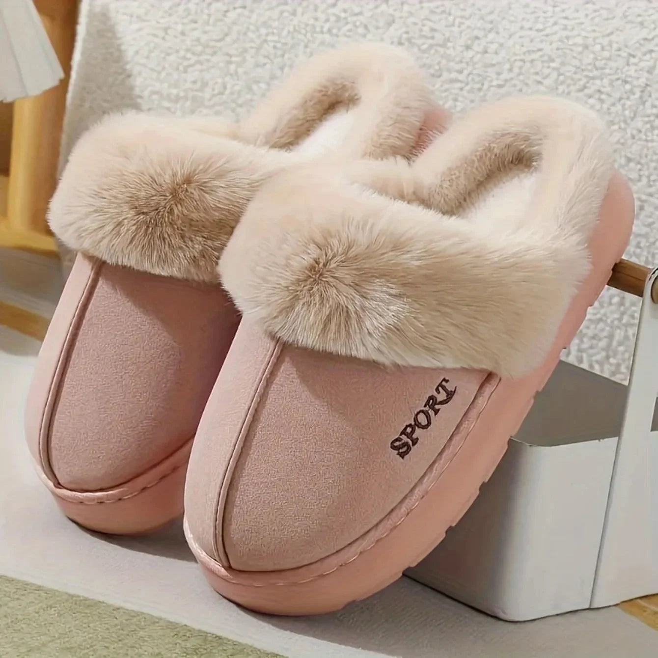 2025 New Winter Warm Couple Concise Soft Slippers Thickened Fluff Warm Slippers Women Men Non-slip Indoor Home Cotton Shoes