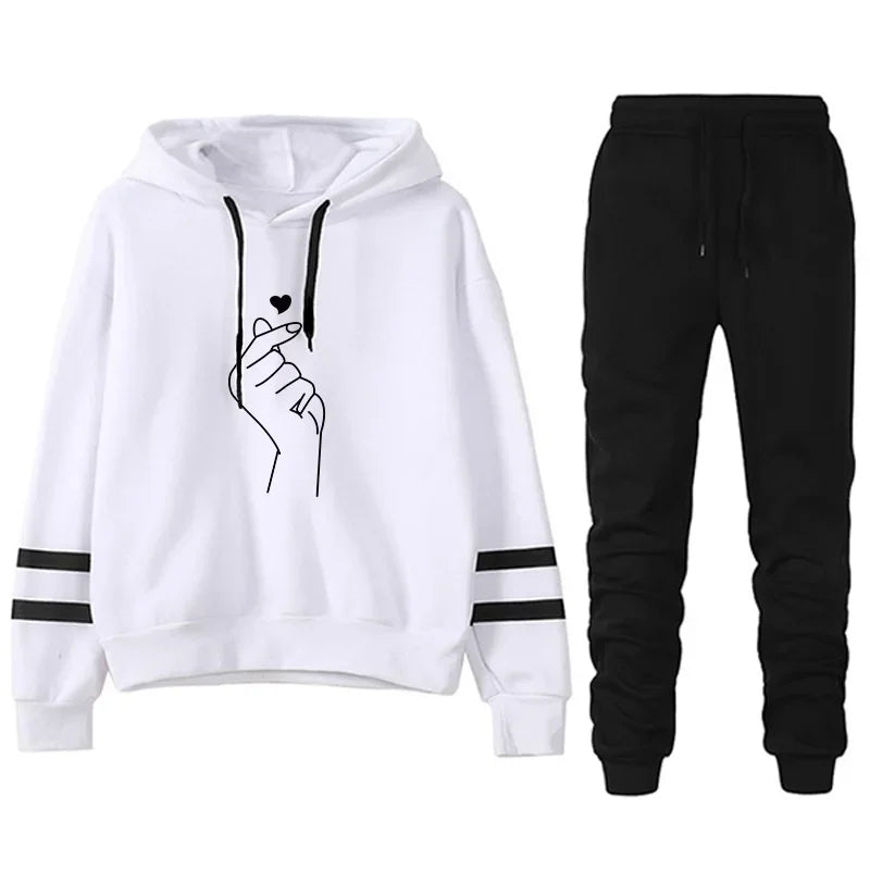 Women's Sports Suit Stripe Two Piece Set for Women 2024 Loose and Comfortable Casual Hoodie Daily Jogging Tracksuit Matching