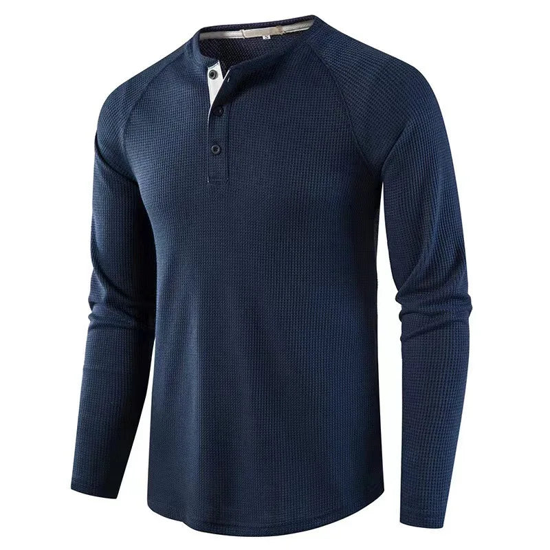 New Men's T-Shirts For Autumn And Winter Solid-Color Long-Sleeved Undershirts For European And American Men Henry Shirts For Men