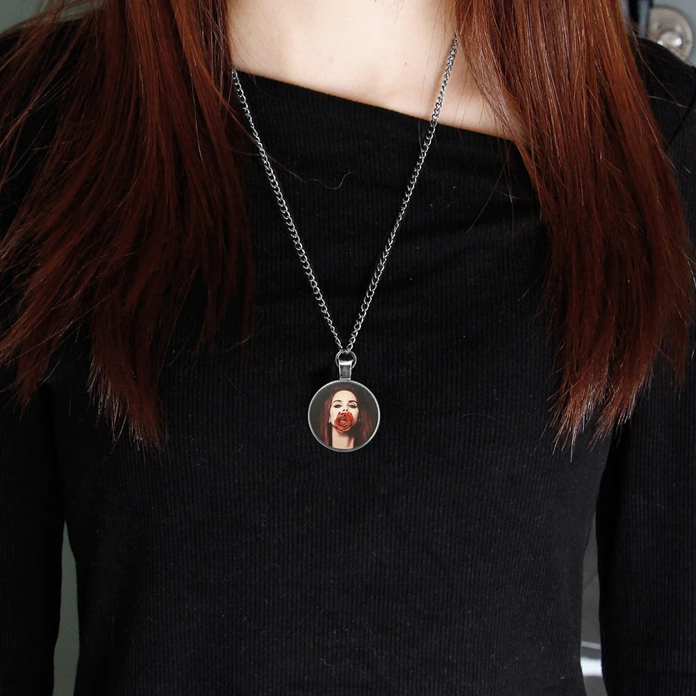 Retro Band Handmade Clothing Accessories Movie Design Glass Dome Pendant Necklace for Men And Women Unique Jewelry Gift