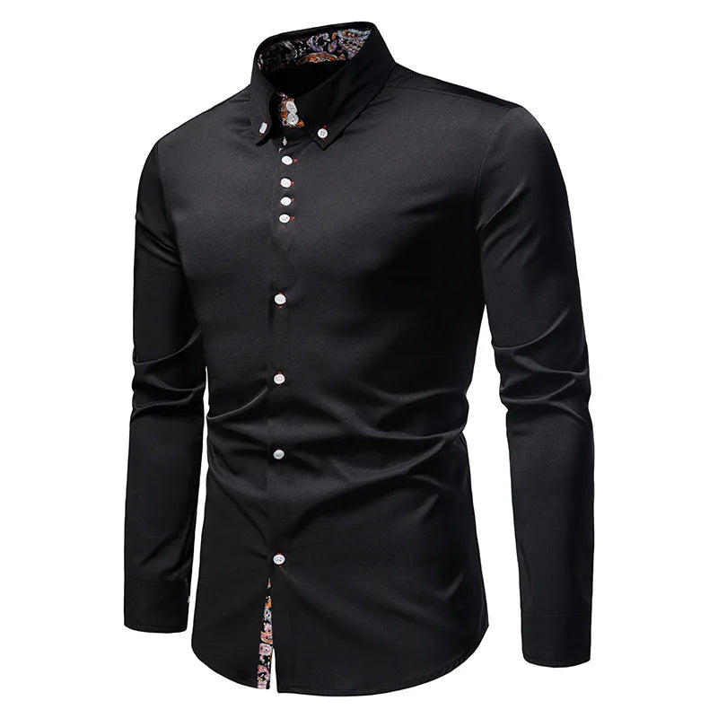 Men's Shirt with Collar White Shirts Man Long Sleeve Men's Shirts Mens Polo Shirts for Men Famous Brands Camisa Social Masculina