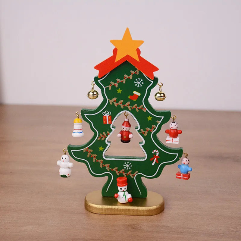Christmas Decorations Wooden Christmas Tree Creative Scene Layout Ornaments Three-dimensional Red Xmas Table Desktop Decoration