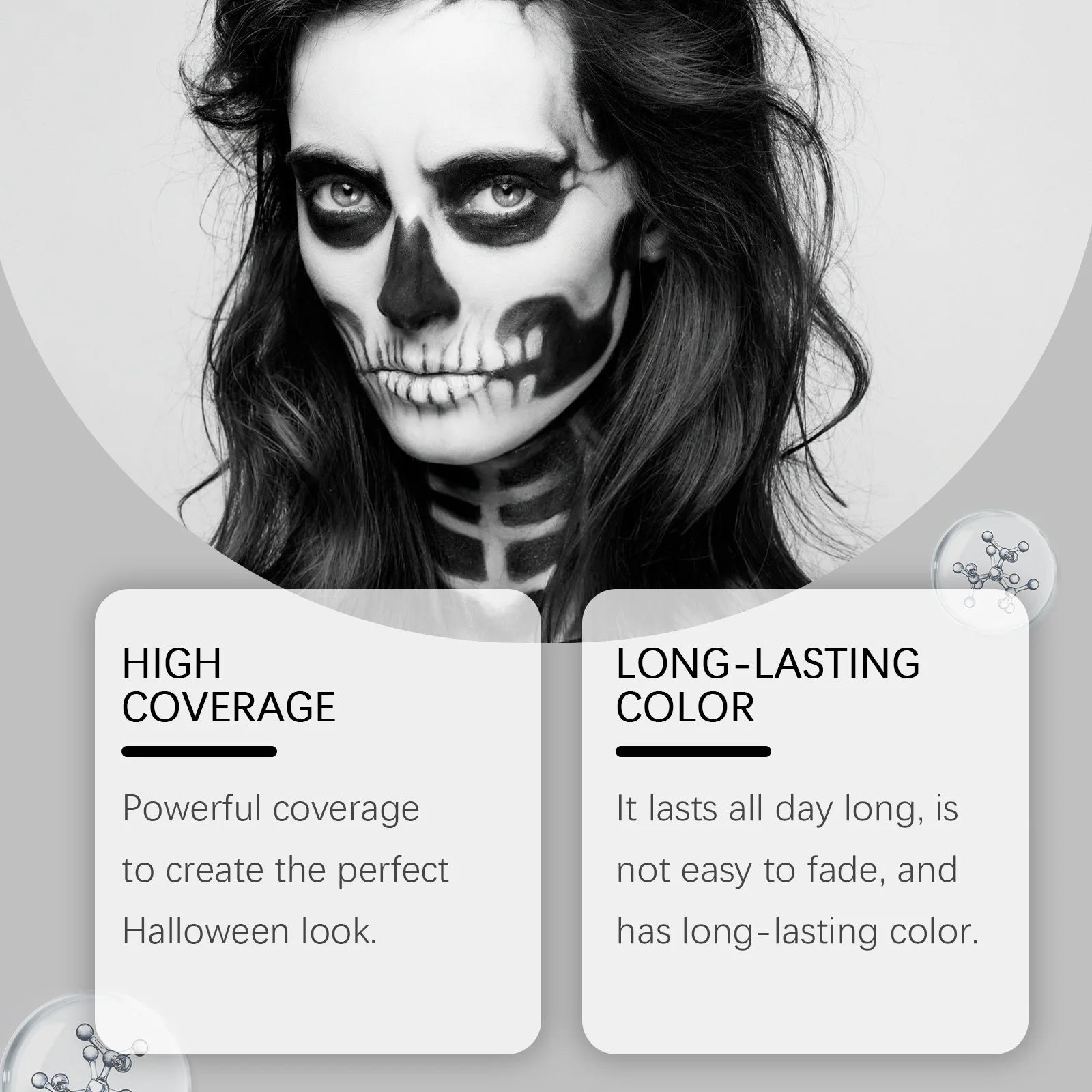 Halloween Face Painting Kit Highly Pigmented Face Body Brus Paint Black and White for DIY Cosplay Theme Parties Body Makeup