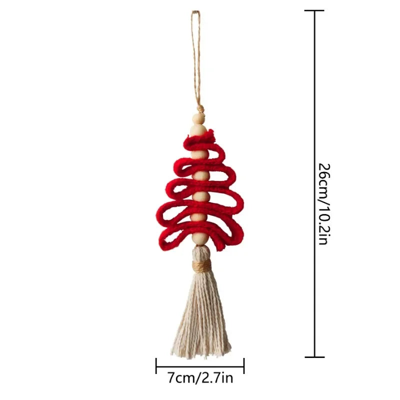Christmas Decor Pendant Handmade Wall Art Macrame Xmas Holiday Wall Decor Cotton Hanging Ornament Macrame Chrismas Tree Gif