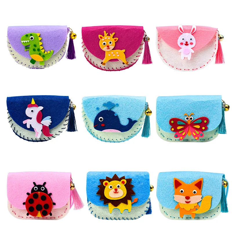 Kid's Handmade DIY Toys Cute Cartoon Animals Cloth BagShape Craft Kits Non-woven Weaving Montessori Aids Early Education
