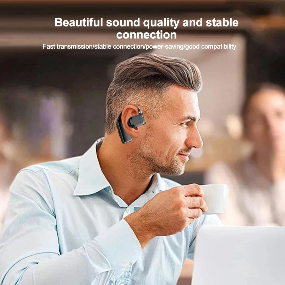 LED Single Earphones Long Standby Business Headphones Waterproof Mono Headset Outdoor Call Bluetooth 5.3 Wireless Earbuds