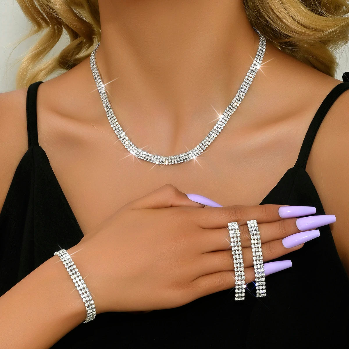Ladies' fashionable and simple geometric design set, light luxury style versatile and high-end jewelry set
