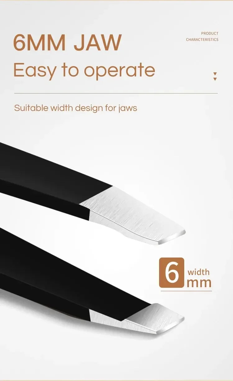 CNK  Wholesale  Stainless Steel Black Eyebrow Tweezer with Slant and Flat Point Beauty Tools for Eyebrows & Ingrown Hair Removal