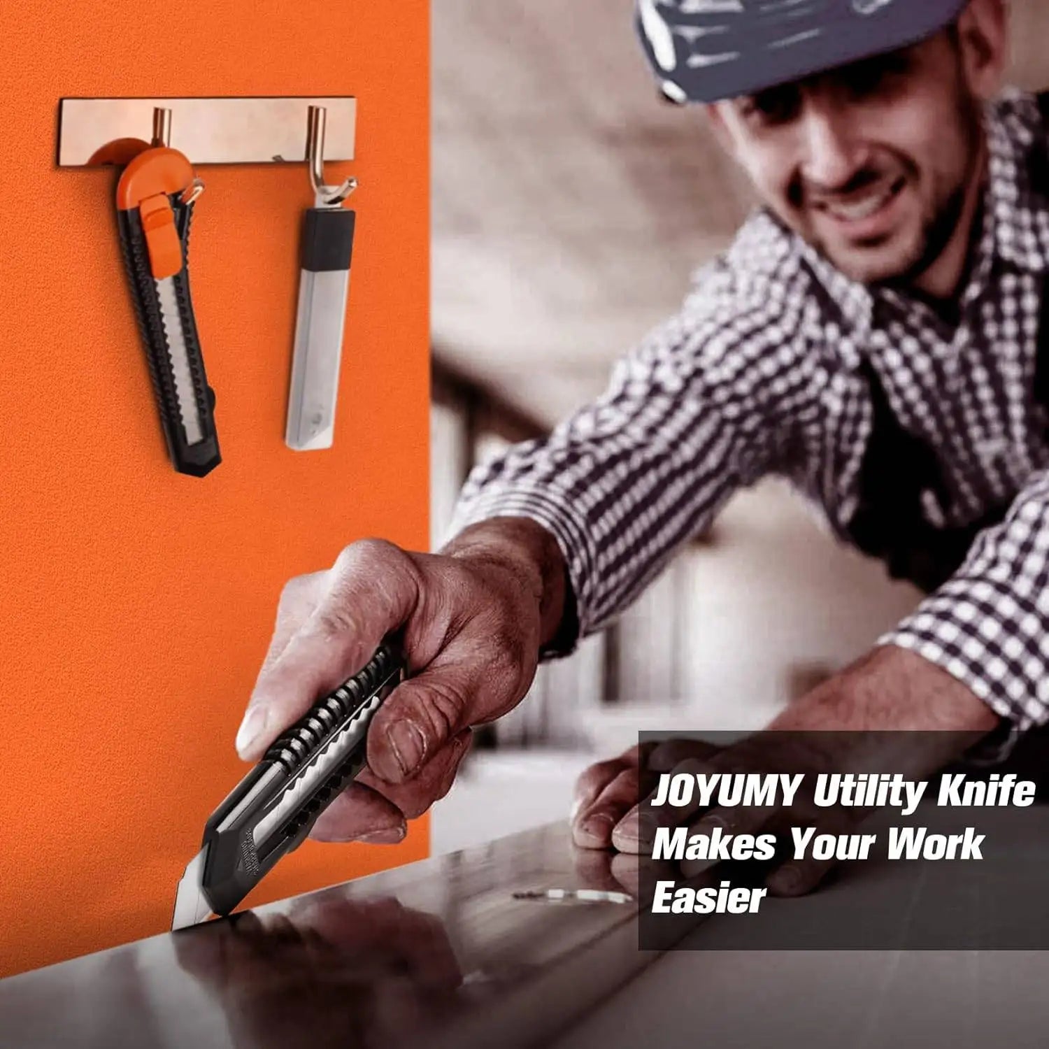 3 Pack Utility Knife Box Cutter Retractable, Compact Box Knife for Cartons, Cardboard and Boxes, with 10 Piece 18mm Wider