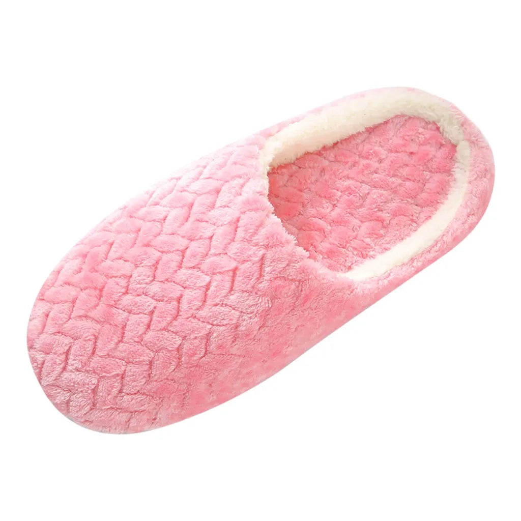 Warm Slippers Woven Solid Color Slippers Plush Home Cotton Slippers Winter Indoor Leisure Home Cold Comfortable Simple