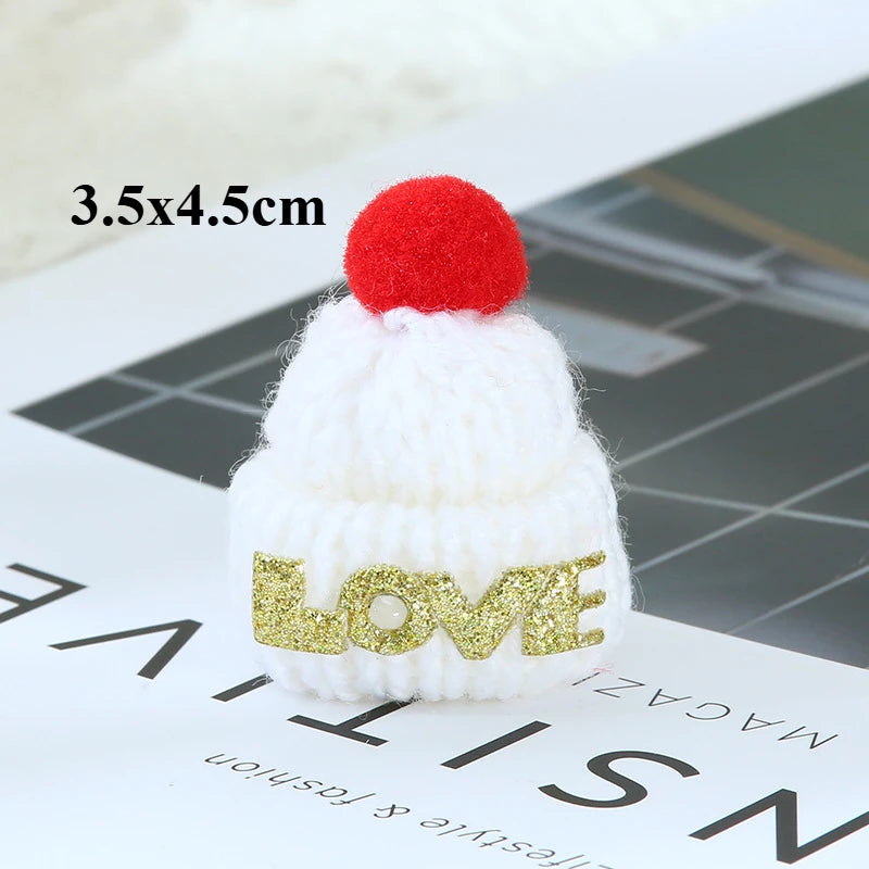Christmas Decoration  Mini Knit Hat Mini Christmas Scarf Set Knitting Craft Doll Hats Jewelry Making Hair Decoration New year