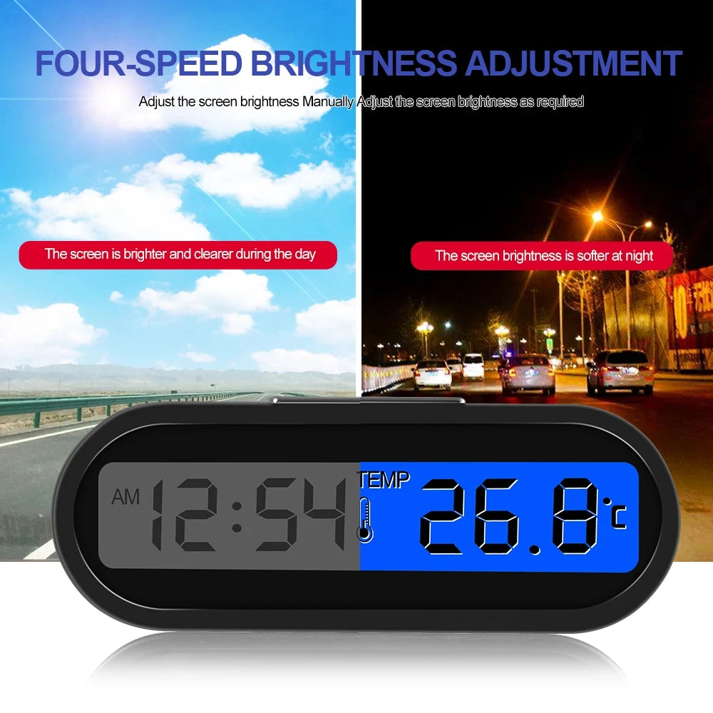 Car Clock Time Watch Mini Electronic Auto Clocks Luminous Interior Thermometer LCD Backlight Digital Display Car Accessories