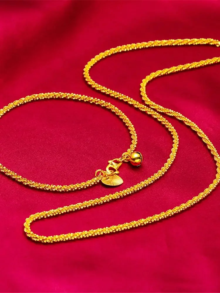 24K Gold Color Jewelry Sets For Women Link Chain Necklace Bracelet 2 pcs Wedding Jewellery Set Accessories Party Gifts Bijoux