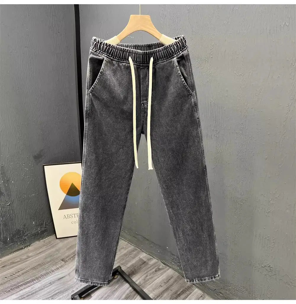 Men's Casual Loose Straight Leg Jeans Thin Wear Resistant Spring Autumn Vintage Workwear Trousers Comfortable Denim Pants