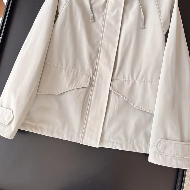 Women's Red Jacket Windproof Waterproof  2025 Casual Hooded Coat