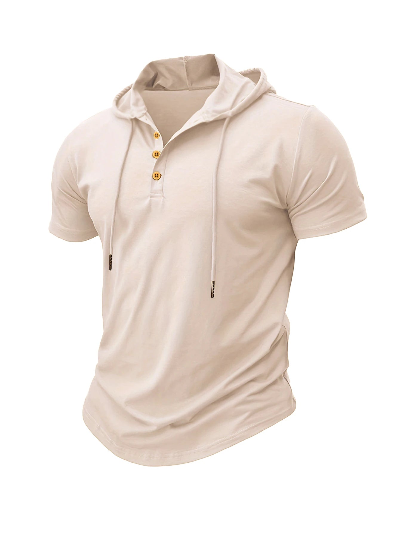 Men T Shirts  Summer Slim Fitness Hooded Short-Sleeved Bodybuilding Quick Dry Tshirt Male Gym Clothes Breathable Sports Tops