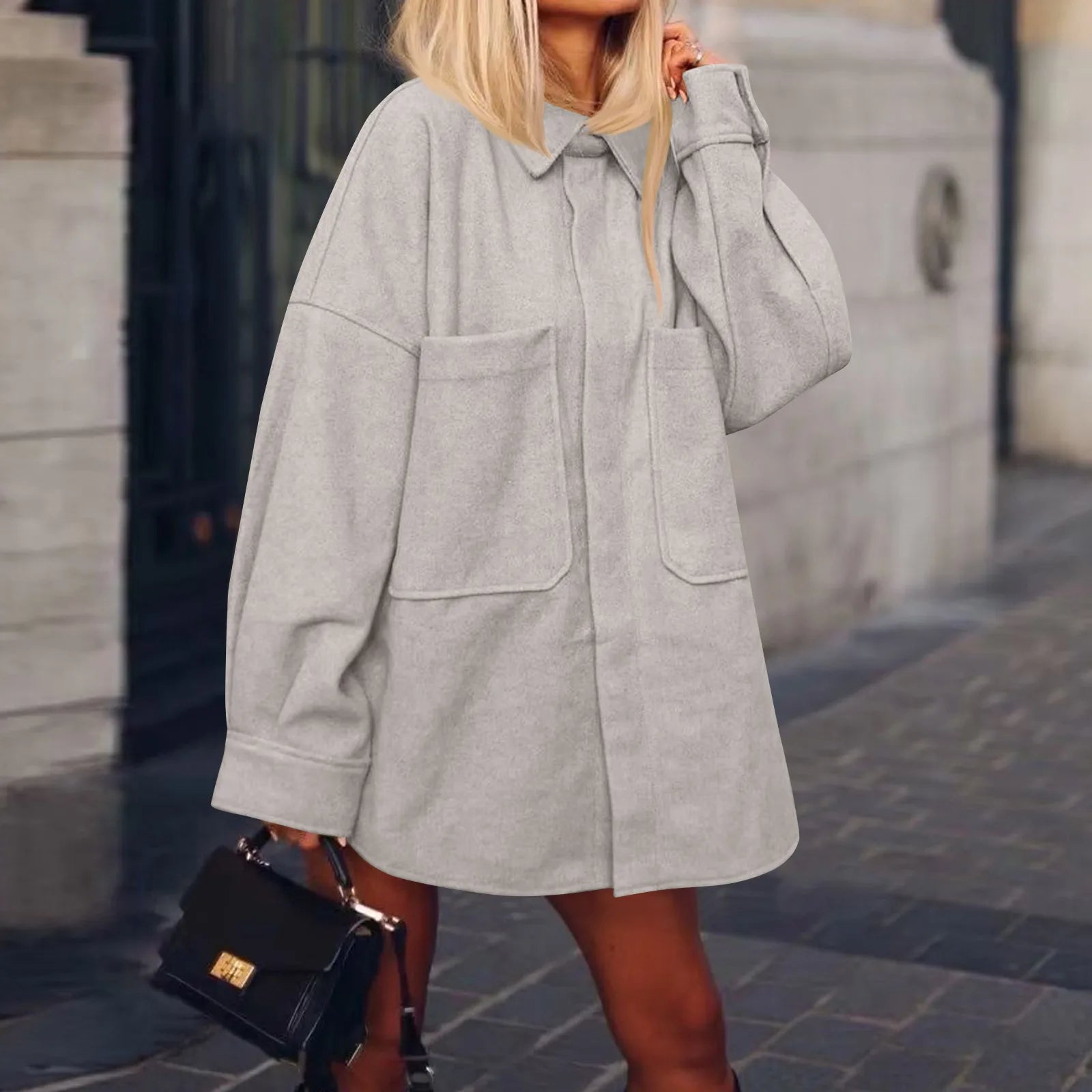 Women Casual Comfort Jackets Cozy Soft Fabric Casual Lapel Collar Winter Outerwear Female Daily Vintage Wearing With Pocket