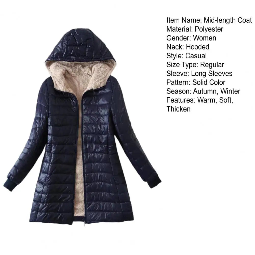 Soft Women Coat Casual Wear Plush Lining S-2XL Autumn Winter Mid-length Jacket  Women Mid-length Coat Keep Warm