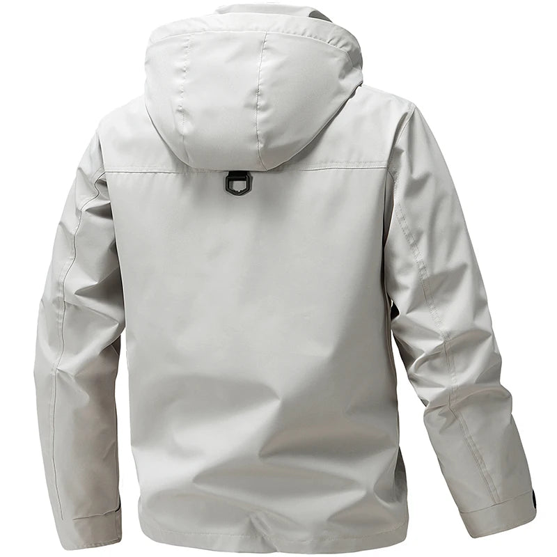 Jacket Mens Spring autumn New men jacket  solid color hooded Jackets casual coat Men's business coats Size M-4XL 5XL Hat detacha