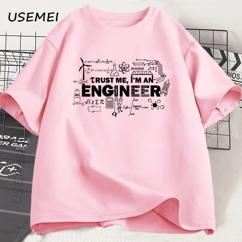 Mens Tshirt Trust Me I'm An Engineer T-shirt Cotton Man Work T Shirt Summer Cotton Tops Round Neck Short Sleeve Man Clothes