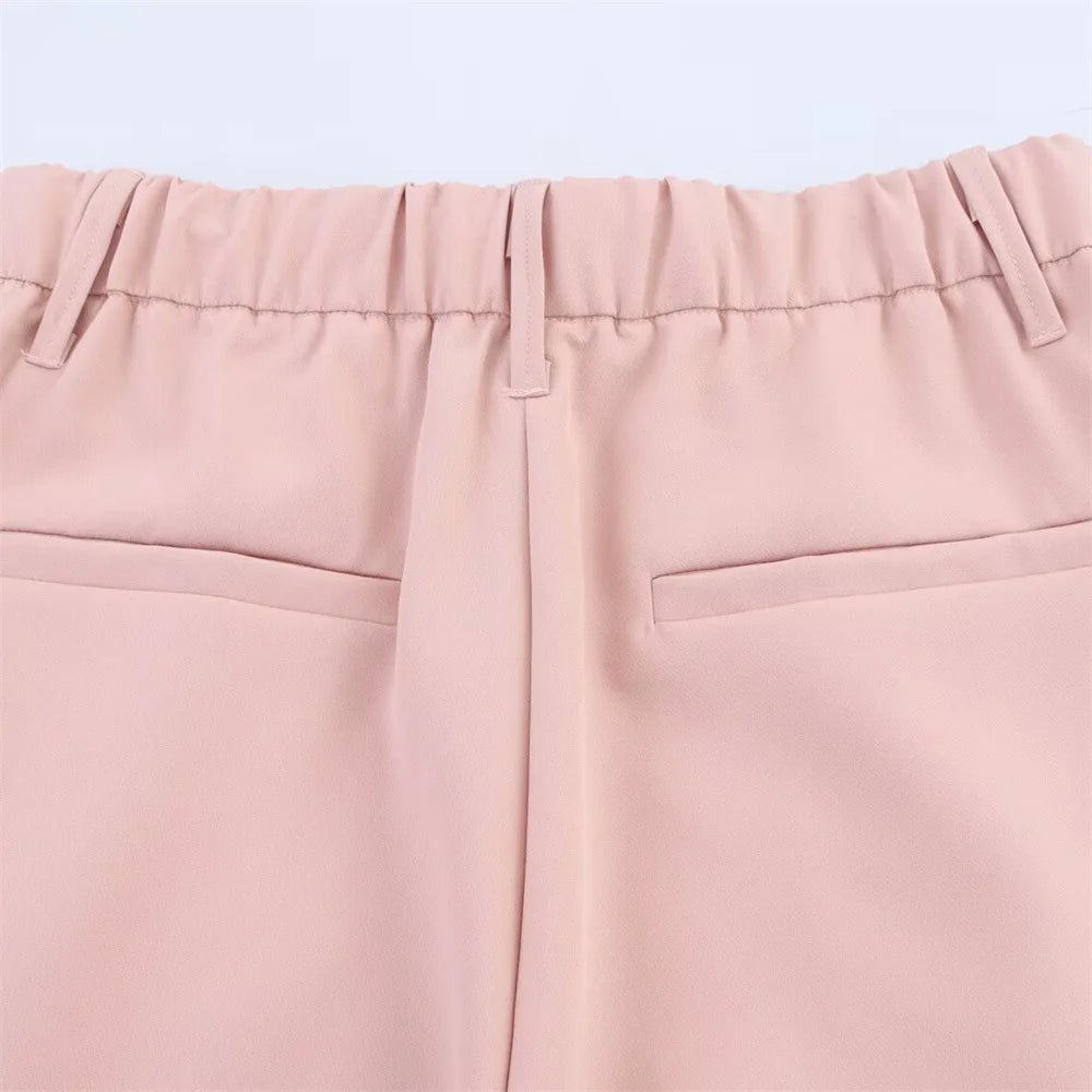 women's summer new fashion casual lapel single breasted decoration suit jacket high waisted lace up suit pants