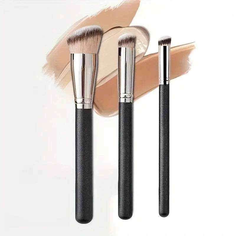 3-piece foundation make-up makeup brush, nylon bristle, fragrance free, suitable for neutral skin, quick application and mixing