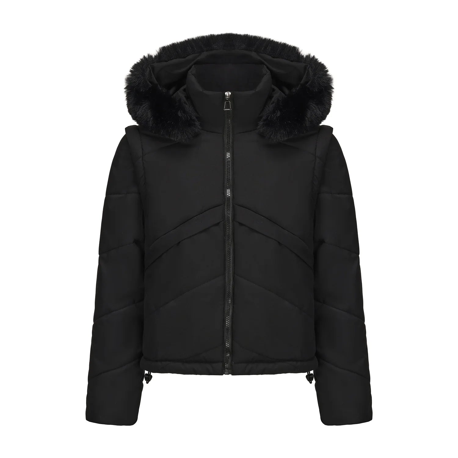 Women's jacket Faux 2pcs Cotton Padded Puffer jacket Hooded Winter Down Jackets Coats Parkas Detachable Sleeves Waistcoat HXY378