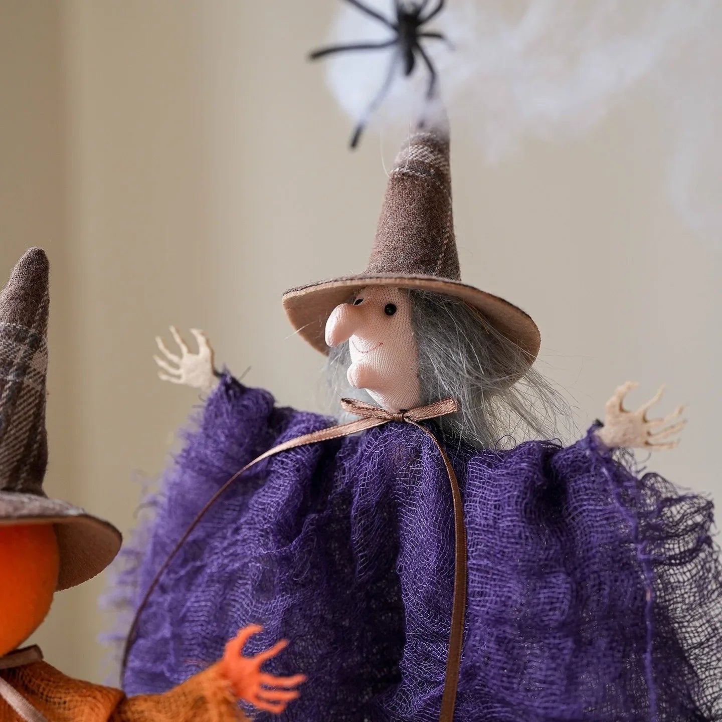 Halloween Party Decoration Mesh Pumpkin Boo Black Hat Witch Doll Ghost Pendants Happy Halloween Day 2025 Haunted House Favor