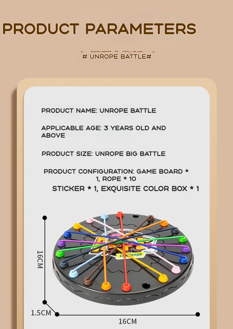 Kid Rope Knots Puzzle Board Game Color Line Twisted Connected Ropes  Table Game Parent Child Interactive Toy Birthday Present