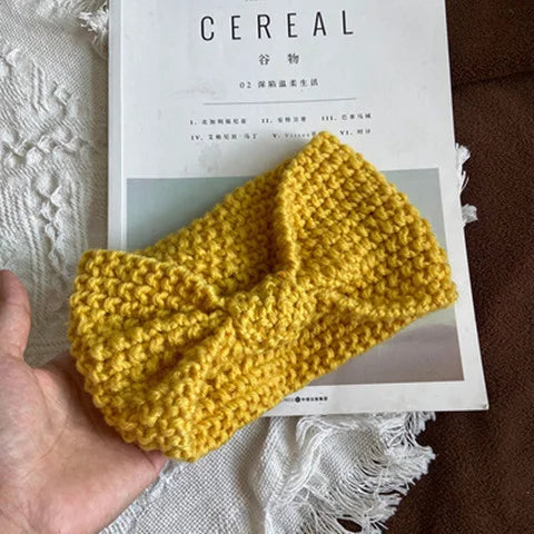 Winter Warm Knit Headbands For Women Knotted Crochet Elastic Hair Band Bandanas Handmade Turban Headwear Hair Accessories