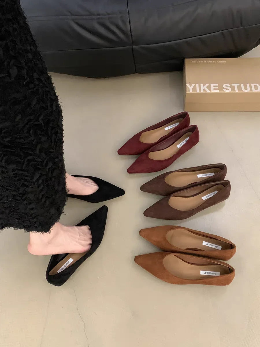 Women's Fashion Flat Shoes 35-39 Pointed Toe Shallow Mouth One Foot Stirrup Single Shoes Comfortable Soft Bottom Women's Shoes