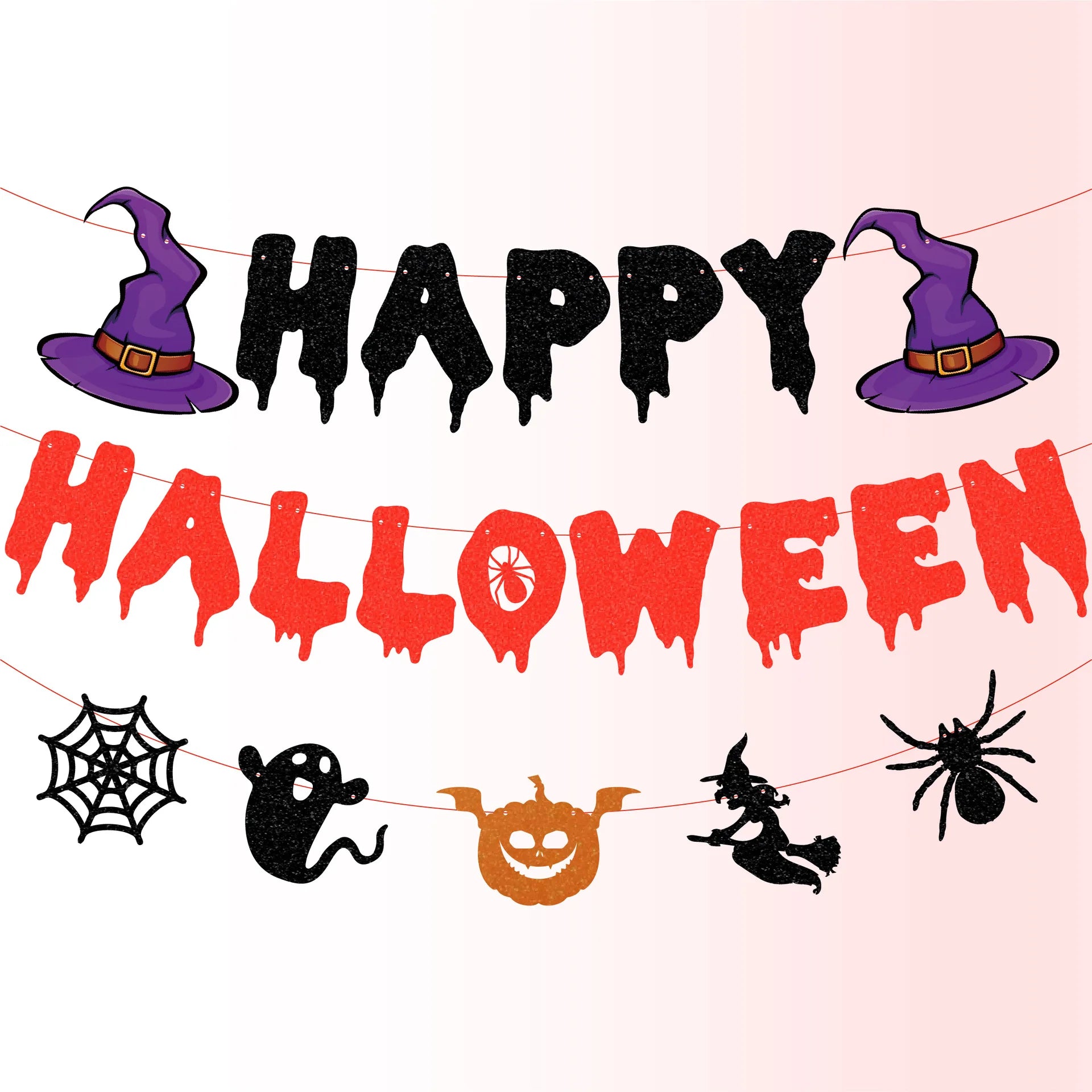 Happy Halloween Paper Banners Pumpkin Ghost Spider Web Hanging Garland Haunted Houses Decorations Halloween Scary Party Supplies