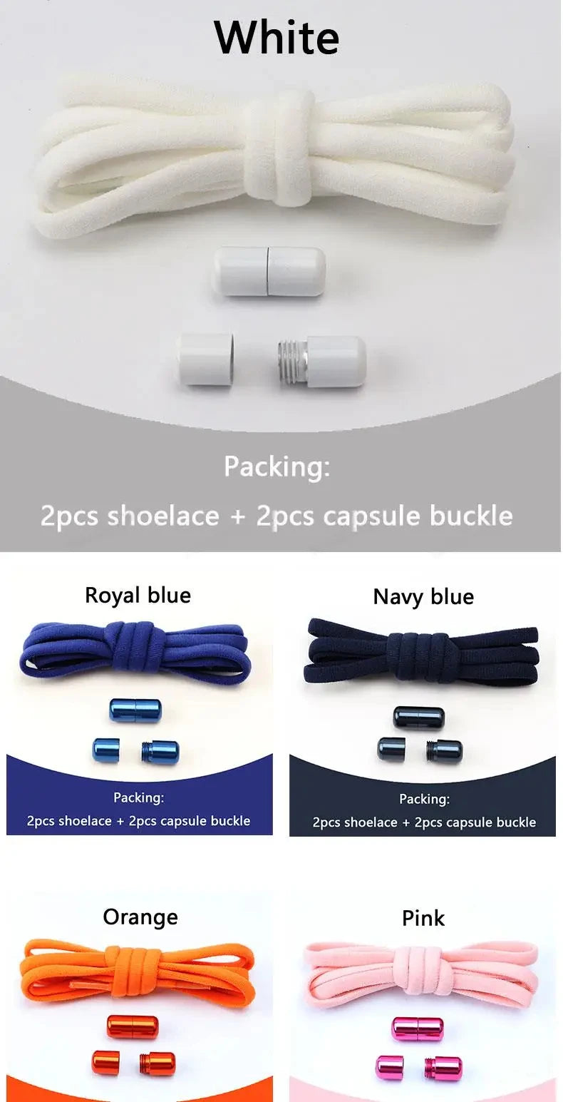 No Tie Shoelaces Semicircle Elastic Shoe Laces For Kids and Adult Sneakers Shoelace Quick Lazy Metal Lock Laces Shoe Strings