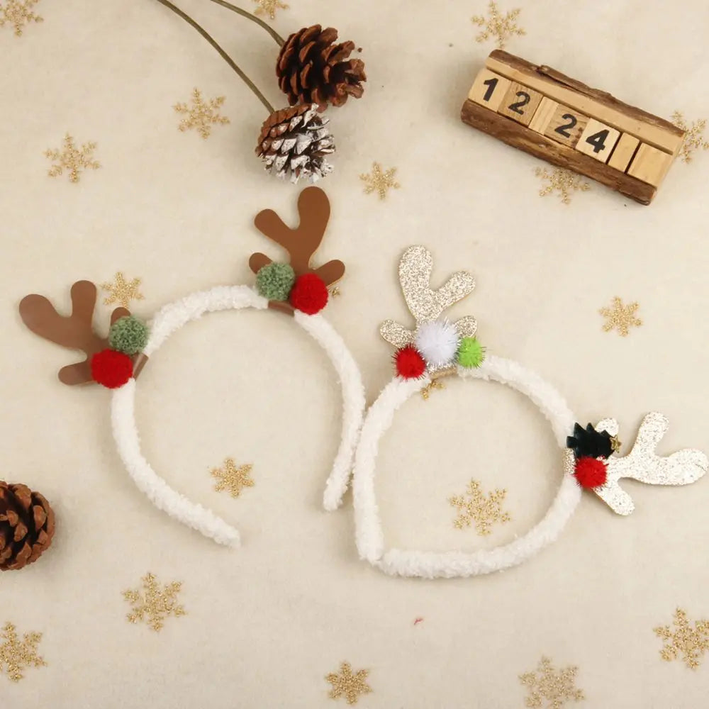 Accessories Decoration Pros  Ball Elk Children Girls Hair Wear Antler Hair Hoop Women Hair Band Christmas Hair Accessories
