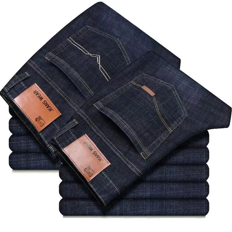 Fashion Men Jeans Stretch Straight Leg Casual Slim Fit Denim Pants Male Brand Luxury Design Business Classic Trousers
