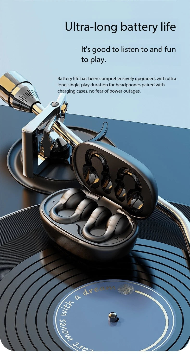 New Mirror Surface Digital Display Soft Silicone Ear Clip Wireless Bluetooth Headphones with Noise Reduction, High-Definition, Lossless for Sports