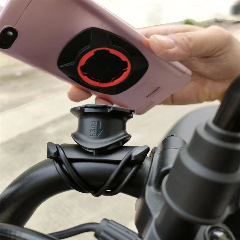 Motorcycle Phone Holder - Shockproof Bike Mount with Adjustable Head for Scooter, MTB, Handlebar/Stem, Easy One-Hand Operation