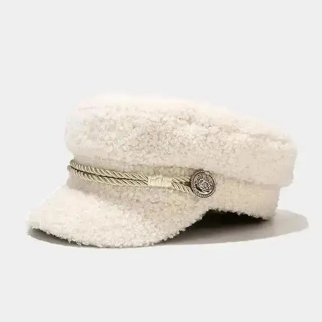 Autumn And Winter Women Warm Flat Top Hat Fashion Accessories For Women Head Decoration Warms Fashion Accessories