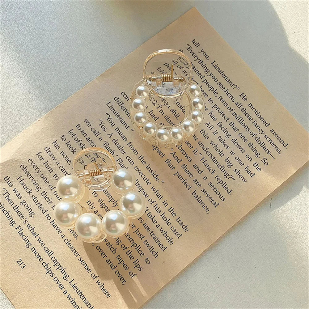 1PC Elegant Pearls Beads Hairpin for Women Headwear Horsetail Hair Clips Hair Crab Accessories Fashion Geometric Hair Claw