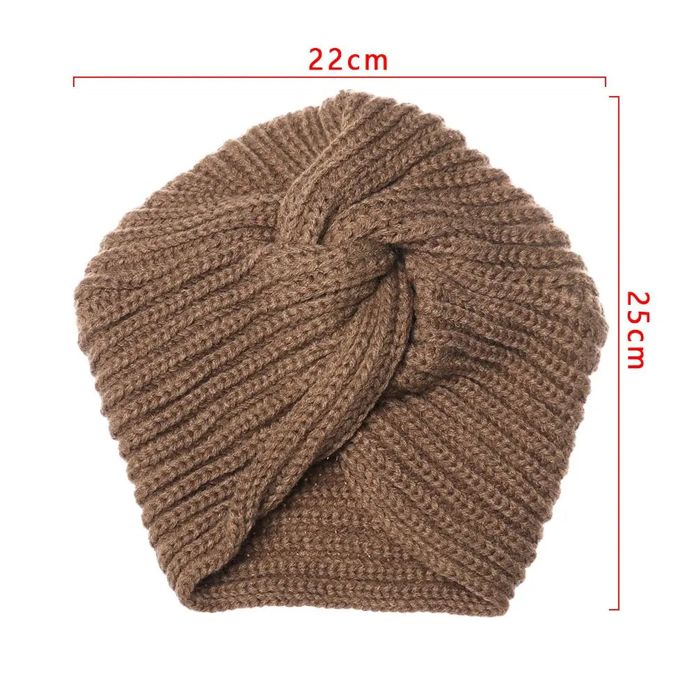 Autumn Winter Knitted Hair Accessories Croceht Beanies Twist Headwrap Hat Ladies Turban Women Felt Hat Head Wrap Caps